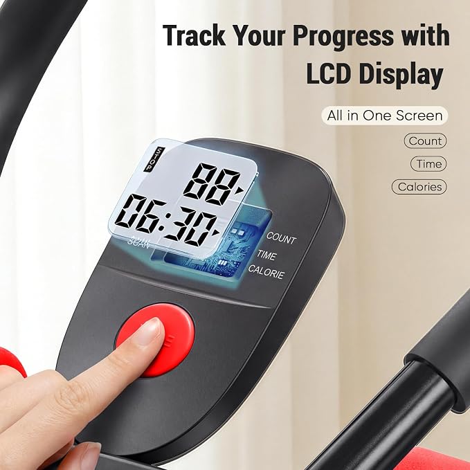 DUMOS Ab Workout Equipment for Home Gym, Exercise Machine Abs Trainer, Full Body Fitness System Adjustable for Abdominal Stomach Training, LCD Display, Knee Protection