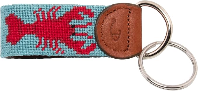 Leather Hand-Stitched Needlepoint Key Fob or Key Chain