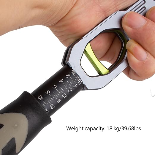 Fish Gripper, Fish Scales Grabber, Fishing Scale Clip, Aluminium Alloy Lip Gripper Holder, Professional Fishing Multitool, 40 Pound Capacity, Weight Scale, 360 Degree Rotation