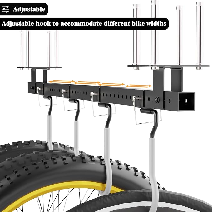 640Lbs Bike Rack Garage Ceiling with 8 Hooks, Bike Hangers for Garage, Ceiling Mount Bicycle Storage, Metal Black 2pcs Set Indoor Use for 8 Bicycles
