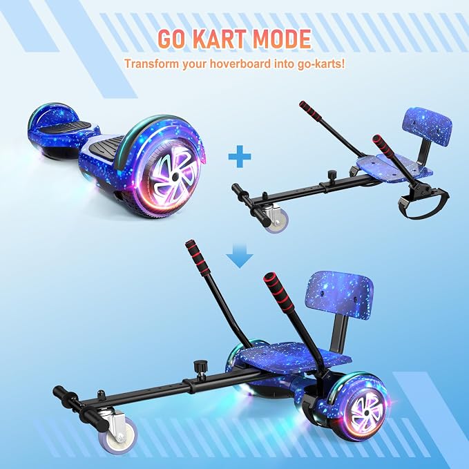 LIEAGLE Hoverboard, 6.5" Self Balancing Scooter Hover Board with Bluetooth Wheels LED Lights for Kids Adults