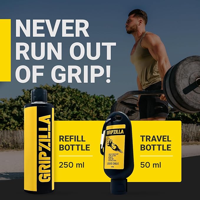 GRIPZILLA Liquid Chalk Kit Gym Chalk for Weight Lifting, Rock Climbing, Pole Grip, Bouldering, Powerlifting, Ball, Gymnastics, Sports, and Workout - Package May Vary