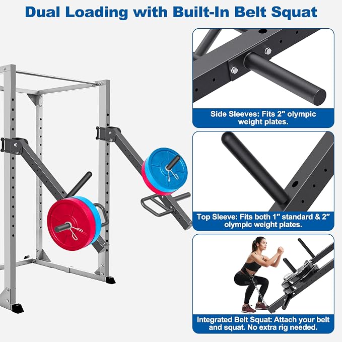 SELEWARE Squat Rack Attachment, Y-Shaped Dip Bar Attachment, Nordic Hamstring Curl Attachment and Lever Arms for 2x2 or 3x3 Power Rack with 5/8" or 1" Hole, Power Cage Accessories for Home Gym