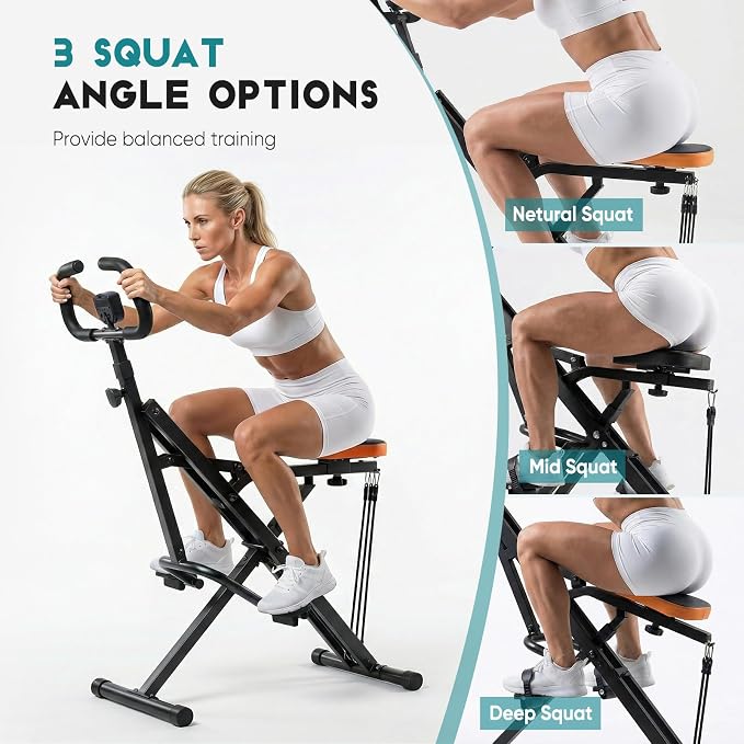 Simple Deluxe Squat Machine, 2 in 1 Squat Rowing Machine, Adjustable Resistance & 330LB Weight Capacity, Foldable Home Exercise Equipment, Glute& Leg Trainer Machine