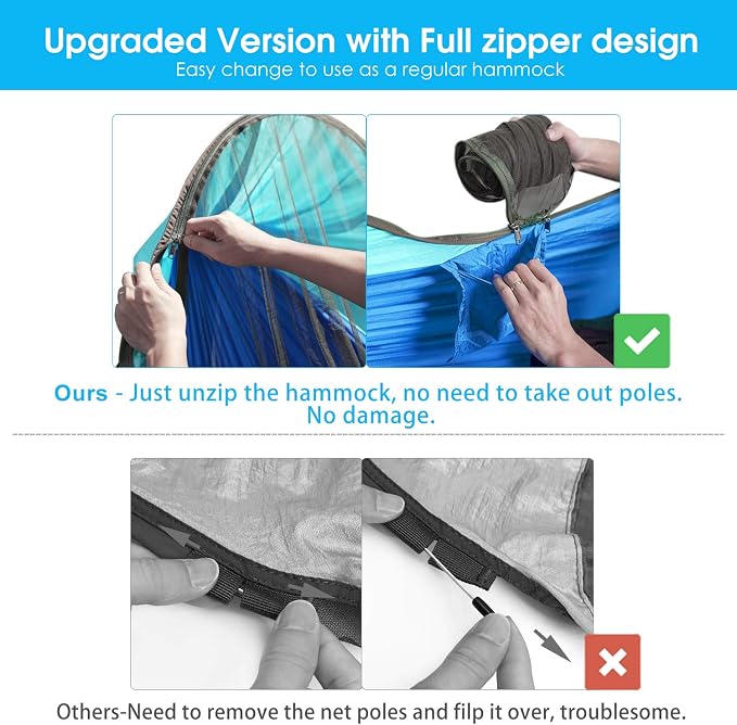 G4Free Large Camping Hammock with Mosquito Net and Rain Fly- 2 Person Portable Hammock with Bug Net and Tent Tarp for Outdoor Hiking Camping Backpacking Travel