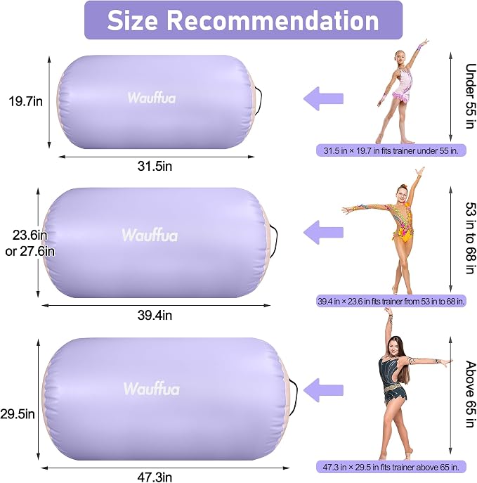 Gymnastic Air Barrel, Inflatable Tumble Track, Tumbling Mat, Roller Octagon Trainer for Back Handspring and Back-bend for Home, Gym, No Pump