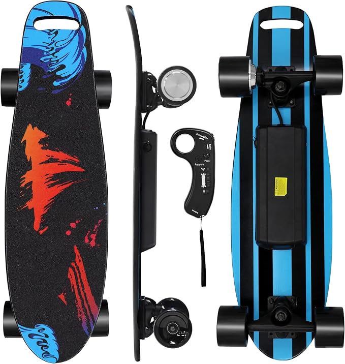 EBOSSOM Electric Skateboard with 350W Motor, 27" Eboard with Remote Control, 4 Modes Max 10Mph, 8 Layers Deck, Electric Skateboards for Beginners and Teens, ES6 SE
