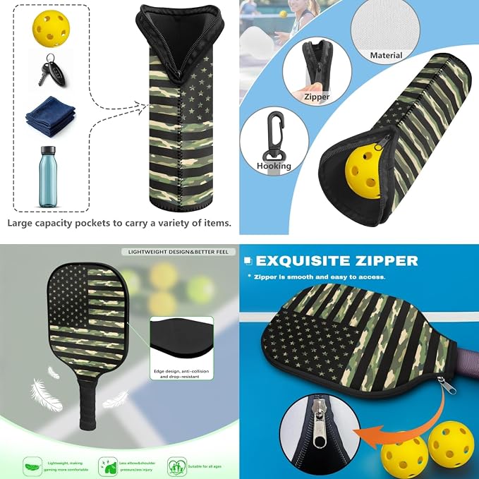 Pickleball Paddles Set 3PCS Pickleball Paddle Case Pickleball Racket Pickleball Bag Ideal for Beginners Gifts