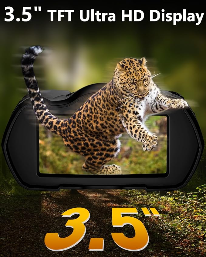 WARMTUYO Night Vision Goggles, 9 Gear Night Vision Binoculars, 4K Binoculars with Camera, 4000mAh Battery Nightvision, 10X Digital Zoom, 3.5" HD Display and 32GB TF Card