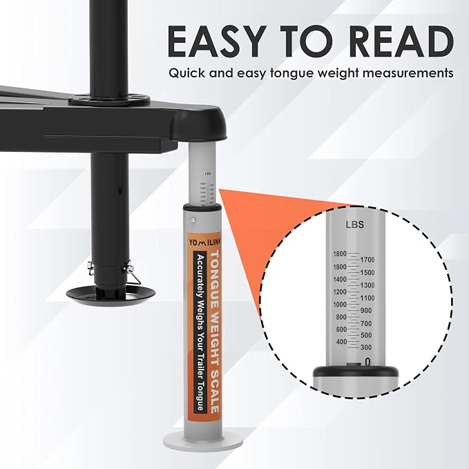 YOMILINK Tongue Weight Scale, Upgrade 1800 lbs Capacity, for RV Trailer, Boat, Travel Trailers, Silver