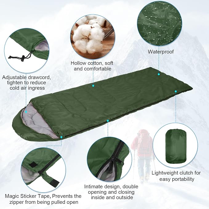 Macarrie 10 Pcs Bulk Sleeping Bags for Adults 0 Degree Waterproof Emergency Sleeping Bags with Compression Sack for Camping Hiking Backpacking Outdoor Activities