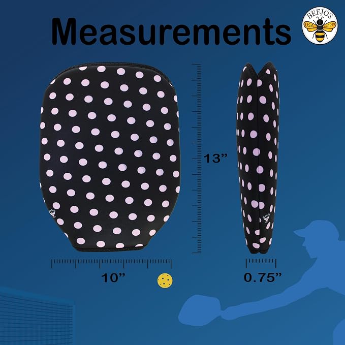 BeeJos Women's Polka Dot Collections: Premium Slip-On Pickleball Paddle Cover-Fits Standard Size Paddles-Zipperless (Paddle not Included) 6 Color Variations