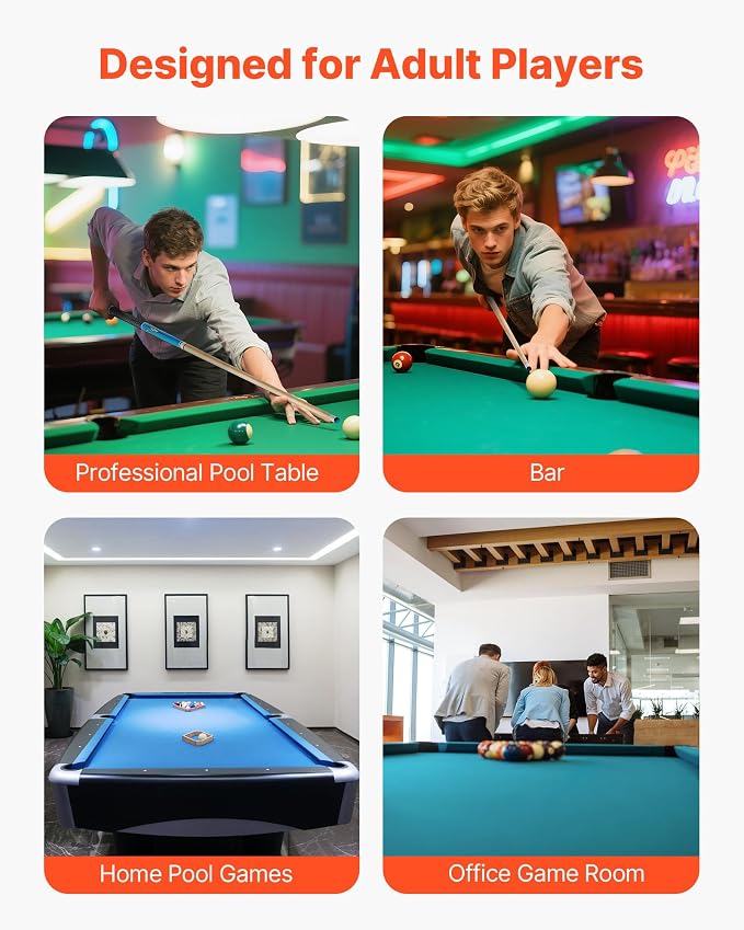 VEVOR Pool Cue, Pool Stick, 58 inch Billiard Pools Cue Stick with Multi-Layer Tip & ABS Connection Ring, Cues Sticks for Professional Pool Table, Bar, Home, Office