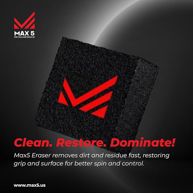 Pickleball Paddle Max Clean Eraser, T700 Carbon Fiber Eraser, Removes Ball Residue, Dirt and Minor Scratches, Easy Pickleball Paddle Grit Restore Option by Max 5