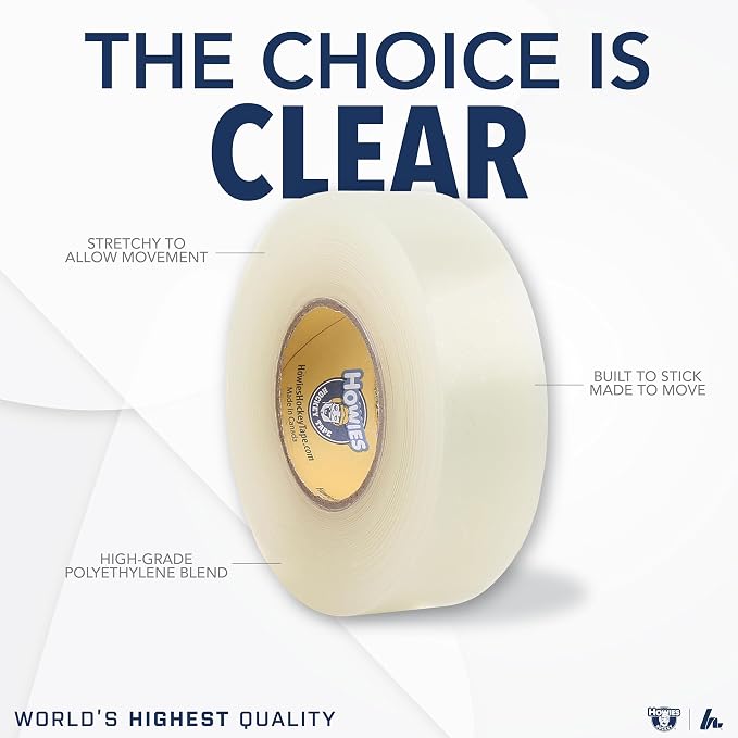 Howies Hockey Tape | 6-Pack Combos of Cloth Stick Tape (White/Black) & Shin Pad Tape (Clear) | Pro Grip & Durability | Made in USA