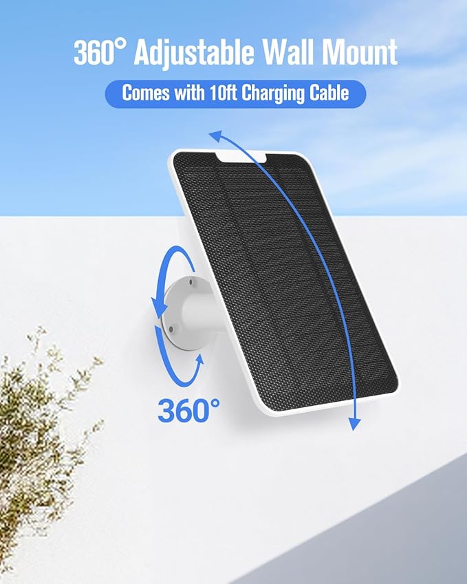Solar Panel Charger Compatible with Arlo Pro 6/6 XL, 6V 5W Solar Panel for Arlo Pro Security Camera 2K HDR (6th Gen, 2025 Release), IP65 Weatherproof, USB-C Plug, 9.8ft Cable Secure Wall Mount, 2 Pack