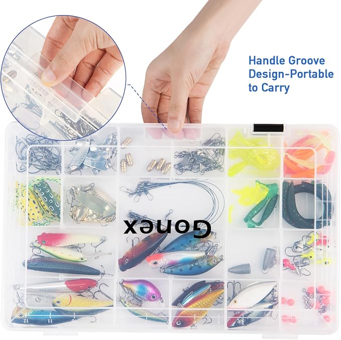 Gonex 3600 3700 Fishing Tackle Trays Lure Box with Adjustable Dividers | Clear PP Material, Adjustable Compartments, Fits Standard Tackle Box , For Fishing Lures Hooks Beads Accessories Storage