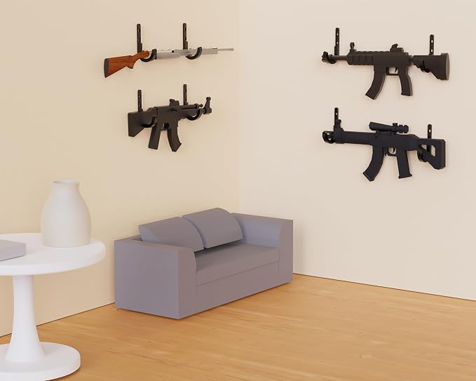 Metal Gun Rack Storage Rifles Shotgun Hooks Wall Mount Hangers for Any Rifles Shotguns Archery Bow with Soft Padding and Heavy Duty Steel…