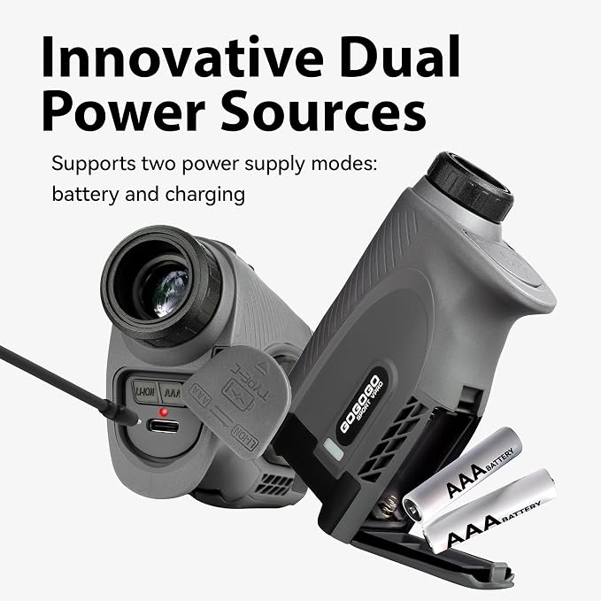 Gogogo Sport Vpro Gen 2 Golf Laser Rangefinder, 1200/2500Y Ranging, Ultra-Clear Optics with 99% Transmission Lens OLED Display, Dual Power Sources，Flaglock/Slope/Magnetic