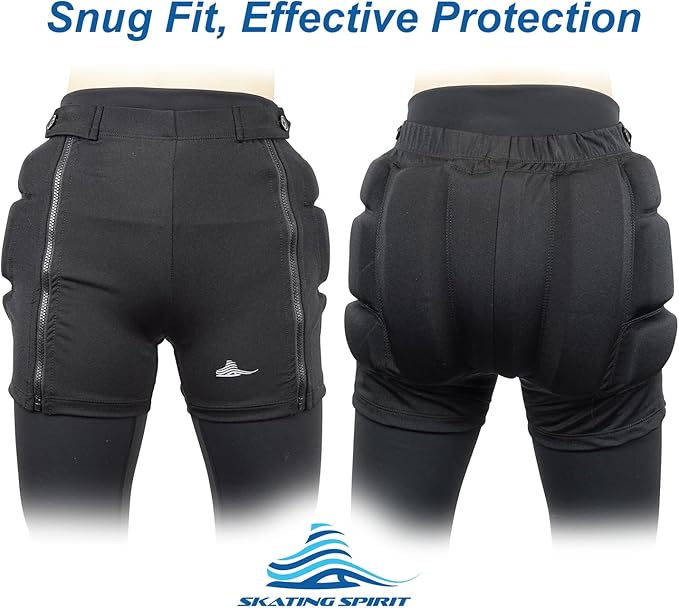 Skating Spirit Zip-on Zip-Off Padded Shorts Protective Crash Pants Tailbone Hip Butt Pad for Skating Skateboarding Skiing