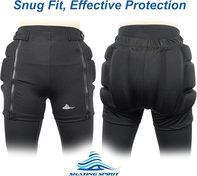 Skating Spirit Zip-on Zip-Off Padded Shorts Protective Crash Pants Tailbone Hip Butt Pad for Skating Skateboarding Skiing