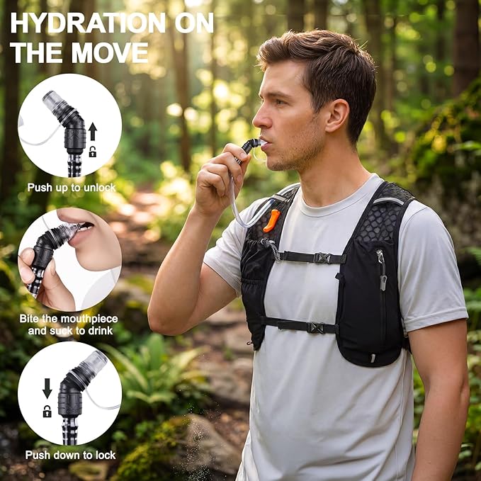 KUYOU Running Vest for Women & Men, Lightweight Hydration Backpack with 2L Water Bladder, Water Backpack for Trail Running, Hiking, Cycling & Marathon