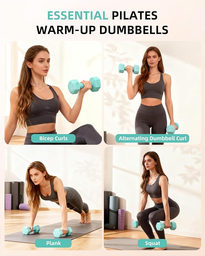 Pilates Ring Set - Studio-Grade Anti-Deformation Pilates Kit - Pilates Equipment for Home Workout - 14'' Pilates Ring, Pilates Ball, 2 Dumbbells, 5 Resistance Bands for Toning Arms, Thighs