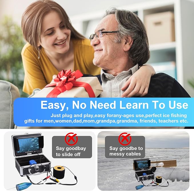 Fish Finder Camera Real Time Underwater Fishing Camera 65ft/98ft for Rod,4.3" HD LCD Monitor&IR LED Night Vision Wide Angle Lens Line Camera for Kayak Lake Boat Ice Fishing Portable Fish Finder