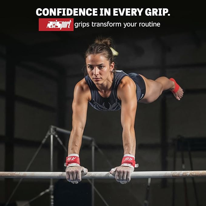 Reisport Women's Uneven Bar Gymnastics Grips - Durable Leather Hand Grips for Gymnastics Bars Women & Girls - Gymnastics Equipment & Accessories for Advanced Gymnasts