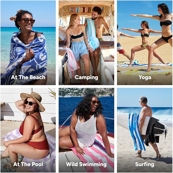 Dock & Bay Beach Towel - Quick Dry, Sand Free - Compact, Lightweight - 100% Recycled - Includes Bag - Ocean Treasure - Large (160x90cm, 63x35)