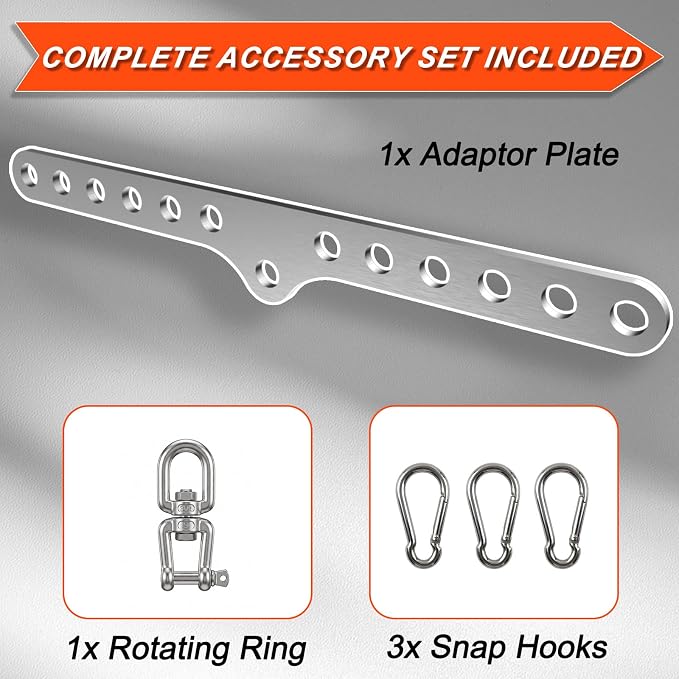 Double to Single Adaptor Plate for Cable Pulley Machines Durable Solid Stainless Steel with 3 Carabiners Suitable for Dual Cable Machines LAT Pulldown, Shoulder & Biceps Exercises
