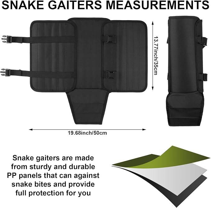 Liitrsh 3 Pairs Snake Gaiters for Hunting, Waterproof Leg Guards, Proof Gaiters for Hiking, Bite Protection for Shin Lower Legs, Adjustable Size for Men and Women
