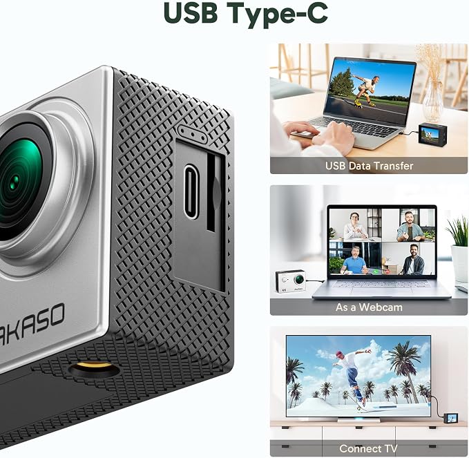 AKASO EK7000 4K30FPS 20MP WiFi Action Camera with EIS Ultra HD 131FT Waterproof Underwater Camera Remote Control 4X Zoom Support External Microphone