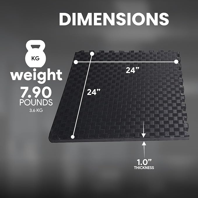 BalanceFrom Puzzle Exercise Mat with EVA Foam Interlocking Tiles for MMA – Exercise – One Inch Thick, 24 Square Feet – Black