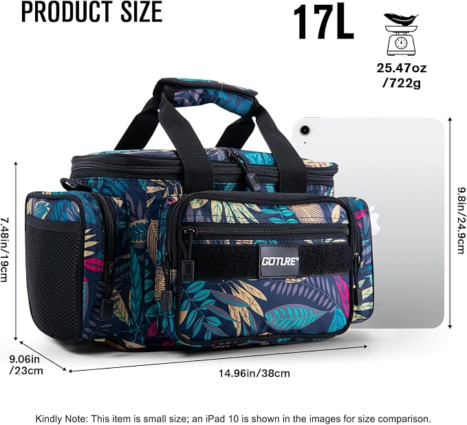 Goture Fishing Tackle Bag with 3PCS 3600 Green Tackle Boxes | 600D Water-Resistant, Soft Side Cross Body Sling Bag, Saltwater Gear Storage,Padded Shoulder Strap