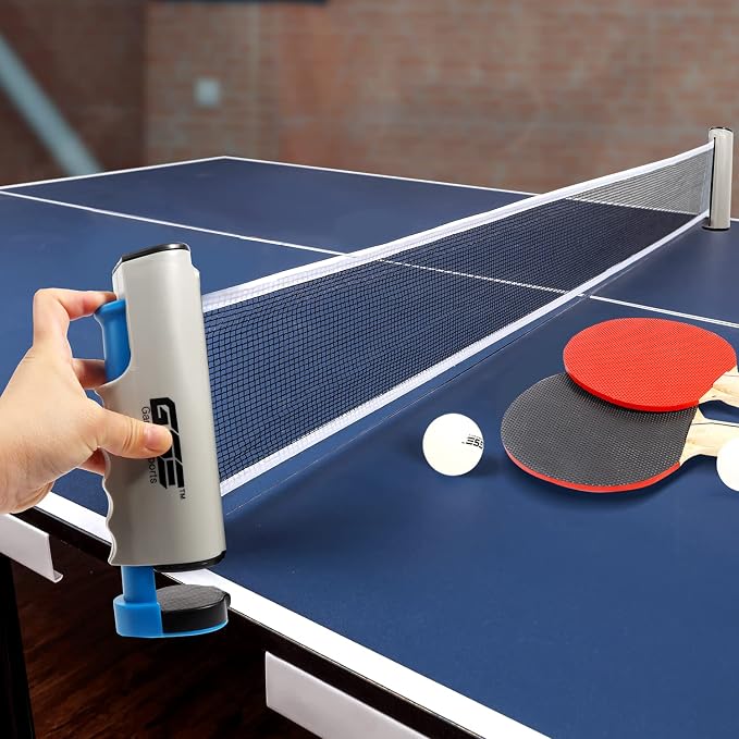 GSE Games & Sports Expert Adjustable Retractable Ping Pong Net Set & Post. Professional Table Tennis Rackets and Balls, Net with Posts and Storage Bag - Pingpong Paddle and Game Table Accessories. | Adjustable