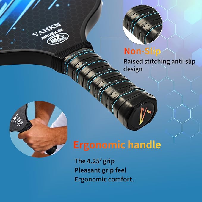 Pickleball Paddles,Pickleball Paddles Set of 2-Carbon Fiber Pickle Ball Paddle 2 Pack for Men and Women-Lightweight,Control & Power Racket Set Equipment with Bag & Balls