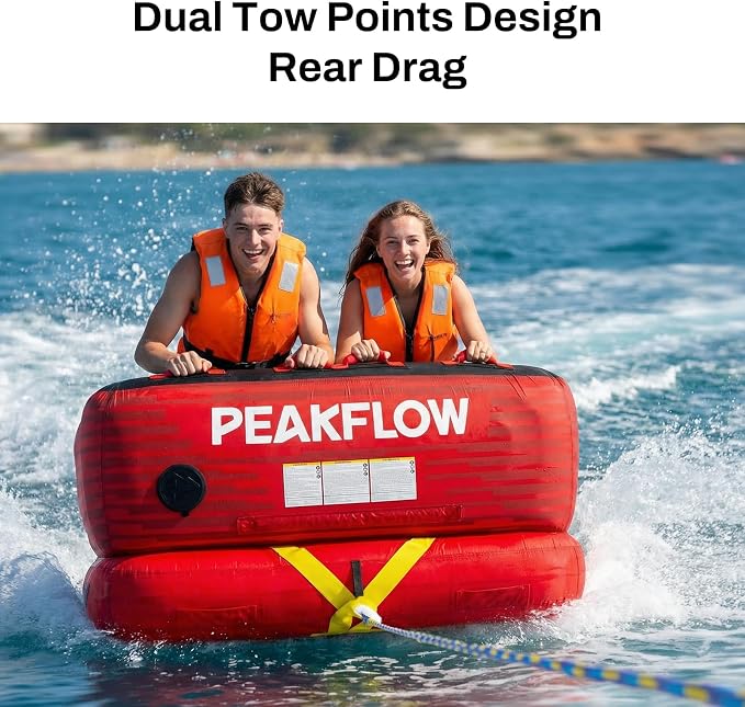 PEAKFLOW Towable Tube,Boat Tube,1-3 Person,Tubes for Boating,PVC Liner and Full Nylon Cover,Lake & Ocean Fun