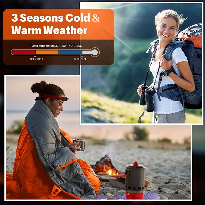 Macarrie 10 Pcs Bulk Sleeping Bags for Adults 0 Degree Waterproof Emergency Sleeping Bags with Compression Sack for Camping Hiking Backpacking Outdoor Activities