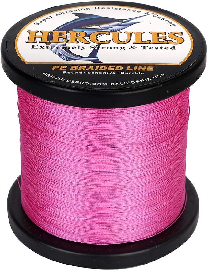 HERCULES Cost-Effective Super Cast 8 Strands Braided Fishing Line 10LB to 300LB Test for Salt-Water,109/328/547/1094 Yards(100M/300M/500M/1000M),Diam.#0.12MM-1.2MM,Hi-Grade Performance,Variety Colors