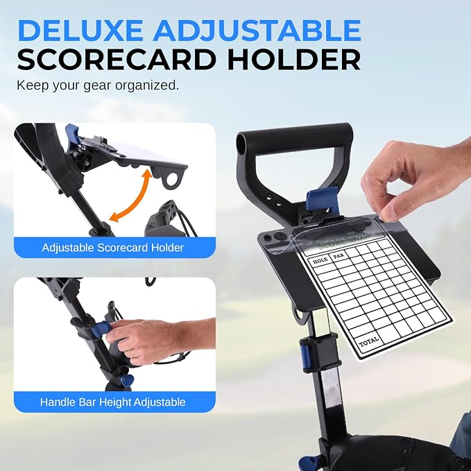 SereneLife Golf Push Pull Cart – Lightweight, Foldable, Bag Holder with Adjustable Handle, Caddy Accessories, Compact Folding Golf Trolley for Travel