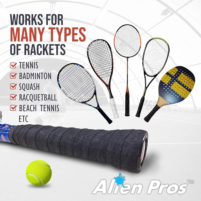 ALIEN PROS Tennis Racket Grip Tape (6 Grips) – Precut and Light Tac Feel Tennis Grip – Tennis Overgrip Grip Tape Tennis Racket – Wrap Your Racquet for High Performance (6 Grips)
