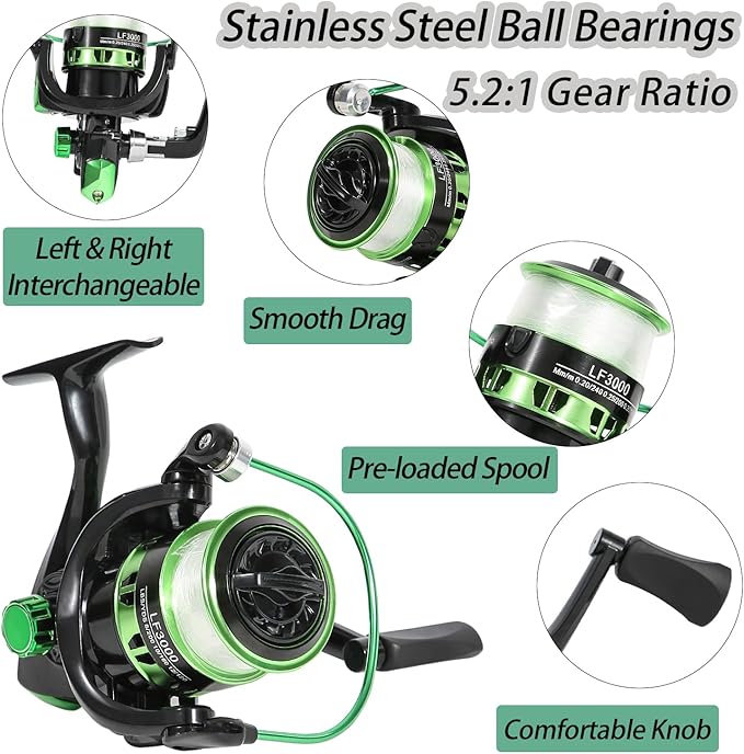 Tripquips Fishing Rod, 2PCS Telescopic Fishing Rod and Reel Combo with Fishing Pliers and Lip Gripper, Pre-Loaded Spinning Reel Combo, Fishing Pole with Carrier Bag Fishing Gear