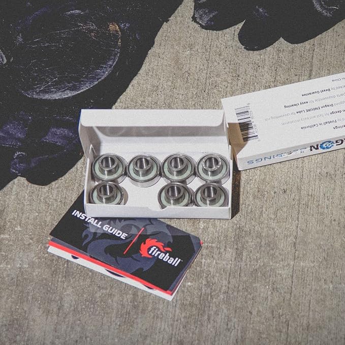 Fireball Dragon Skateboard Bearings Set 8 Pack - Fast 608 Longboard Bearings Set for Skateboards Inline & Roller Skates - Bearings for Skateboarding Guaranteed for Life