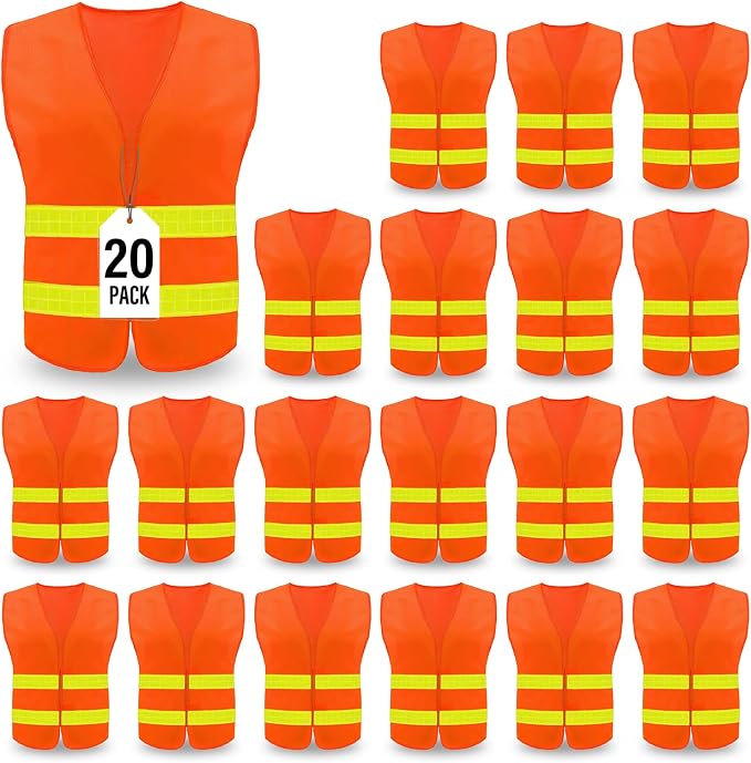 Safety Vest, Reflective High Visibility Construction Vest for Men, Work, Cycling, Runner, Surveyor, Volunteer, Road