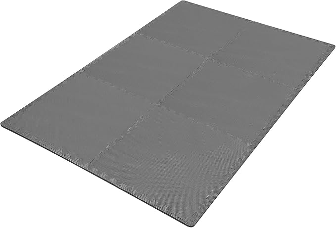 BalanceFrom Puzzle Exercise Mat 1/2" Thick, EVA Interlocking Foam Floor Tiles for Home Gym, Mat for Home Workout Equipment, Floor Padding for Kids, Gray, 24 in x 24 in x 1/2 in, 24 Sq Ft - 6 Tiles