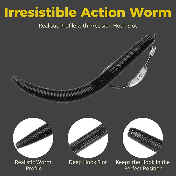 4"/5" Senko Worms Kit, Salt Impregnated Soft Plastic Lures | 30/50/78/100 Wacky Worms for Bass Fishing, Freshwater & Saltwater Applications,Artificial fishing bait