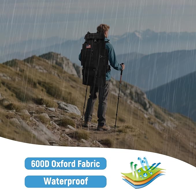 JUMAHE 100L Hiking Backpack for Men - Rucksack Molle Military Tactical Waterproof Lightweight Camping Backpack 3 Day Assault Pack for Travel, Climbing, Backpacking