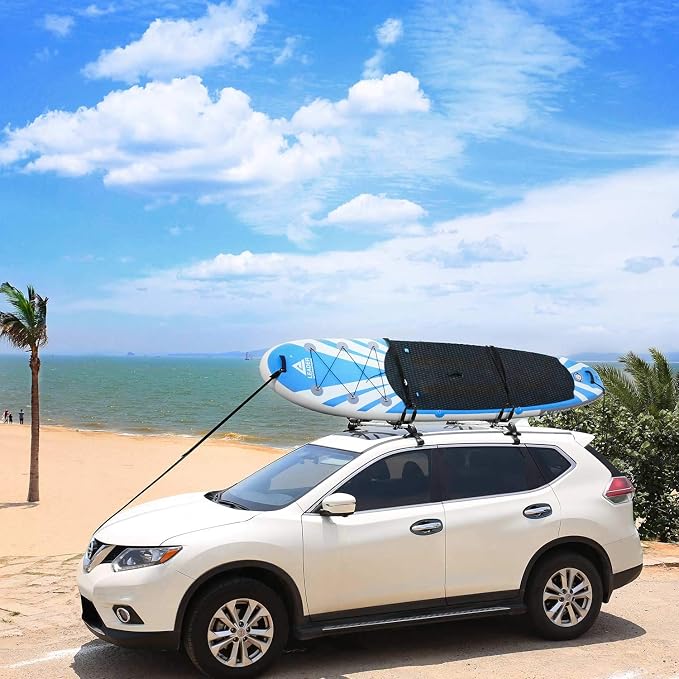 Leader Accessories Kayak Rack 2 Pair J Bar for Canoe Surf Board SUP On Roof Top Mount Crossbar with 4 pcs Tie Down Straps