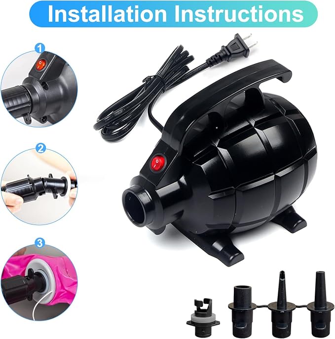Triclicks Electric Air Pump For Inflatable Air Tumble Track Gymnastics / Flooring / Tumbling / Yoga / Taekwondo / Exercise Gym Fitness Training Mat Inflatable Stand Up Paddle SUP Board, 110-120V